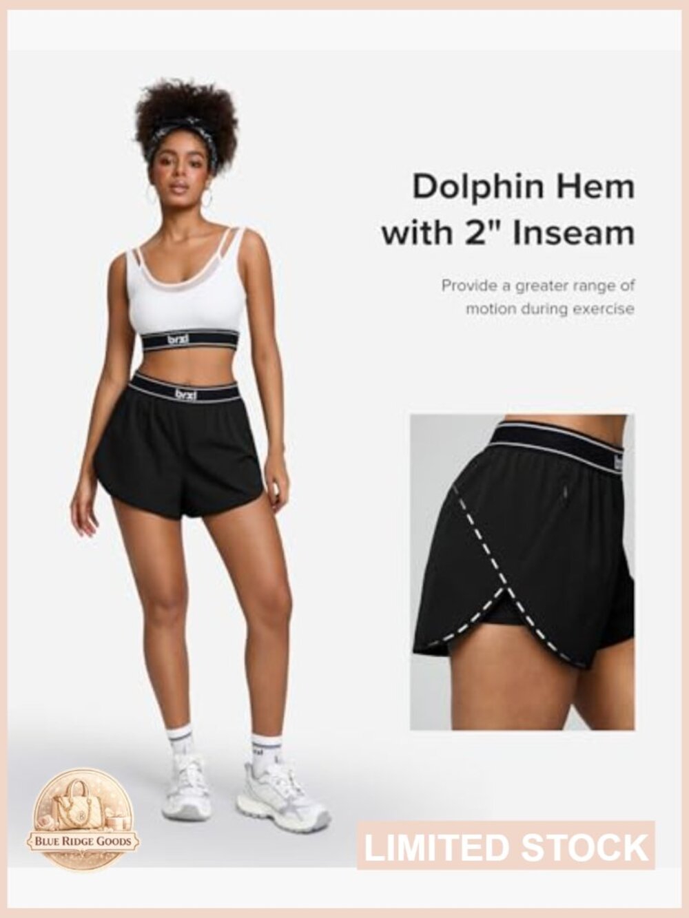 2 in 1 Running Shorts High Waisted Quick Dry Athletic Dolphin Hem Side Pocket - Picture 6 of 7